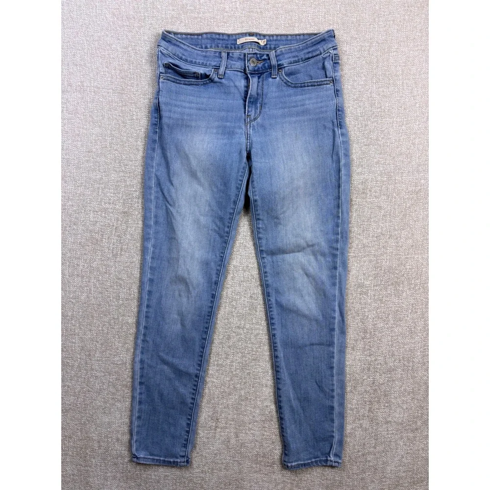 Levis 711 Skinny Jeans Womens 27 Light Wash Blue Denim Mid Rise Stretch Slim Fit